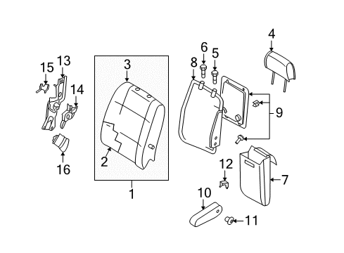 2006 Nissan Quest Rear Seat Components Board Assembly-2ND Seat Back Diagram for 88609-5Z000