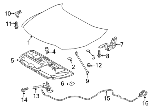 2021 Toyota Venza Hood & Components Support Rod Diagram for 53440-48050