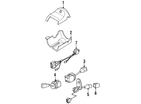 1998 BMW 318ti Switches Dip-Dim Control Turn Signal Switch Diagram for 61318360899