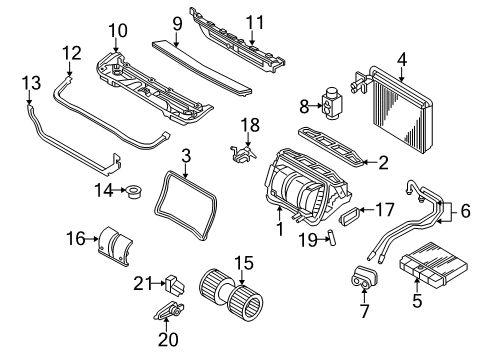2009 BMW X3 Heater Core & Control Valve Water Valve Diagram for 64116928495