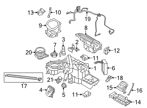 2010 Ford F-150 Air Conditioner Housing Assembly Lower Seal Diagram for 7L1Z-19B739-A