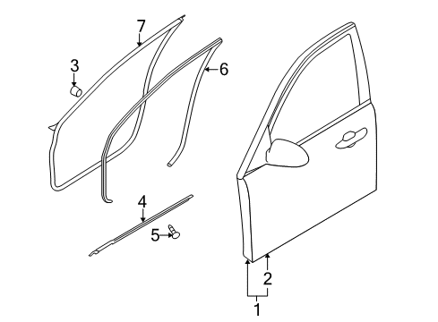 2005 Kia Amanti Front Door WEATHERSTRIP Assembly-Front Door Side Diagram for 821303F001