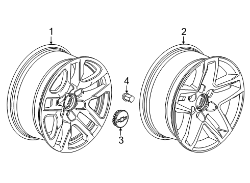 2019 Chevrolet Silverado 1500 LD Wheels Wheel, Alloy Diagram for 23376218