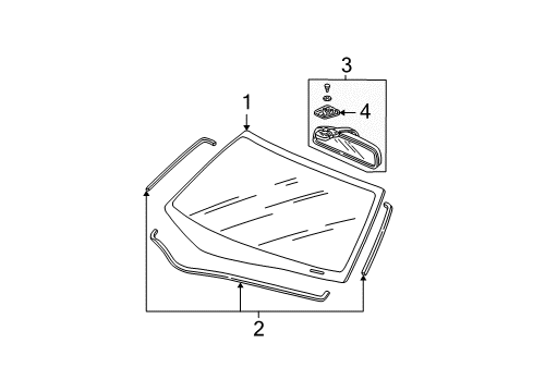 2002 Acura RSX Windshield Glass Mirror & Stay (Black) (Day/Night) Diagram for 76430-S5A-003ZA