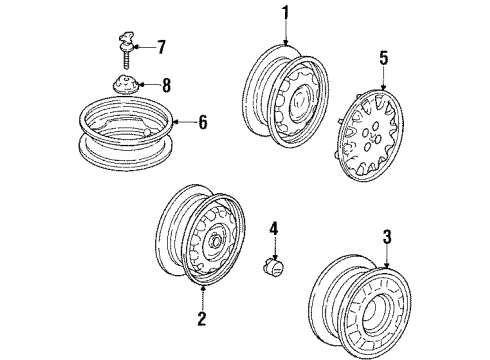 1990 Honda Civic Wheels & Trim Trim, Wheel (14") Diagram for 44733-SH4-950