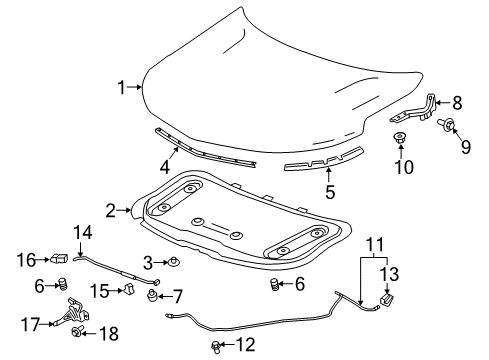 2020 Chevrolet Equinox Hood & Components Lock Diagram for 84693734