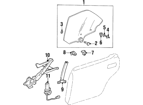 1996 Acura TL Rear Door Plate, Door Glass Stopper Diagram for 72245-SL4-000