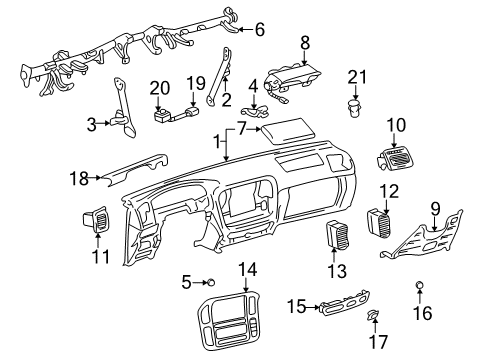 2006 Lexus LX470 Cluster & Switches, Instrument Panel Brace Sub-Assy, Instrument Panel, NO.1 Diagram for 55306-60141