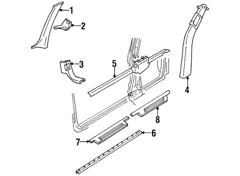 1992 Buick LeSabre Interior Trim - Uniside PANEL, Cowl Trim Diagram for 25555693