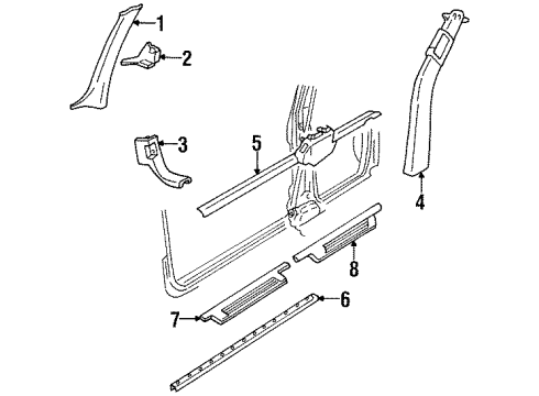 1992 Buick LeSabre Interior Trim - Uniside MOLDING, Windshield Garnish Molding Diagram for 16653221