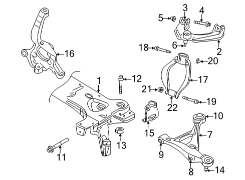 2004 Chrysler Sebring Front Suspension Components, Lower Control Arm, Upper Control Arm, Stabilizer Bar Nut Diagram for 6505987AA