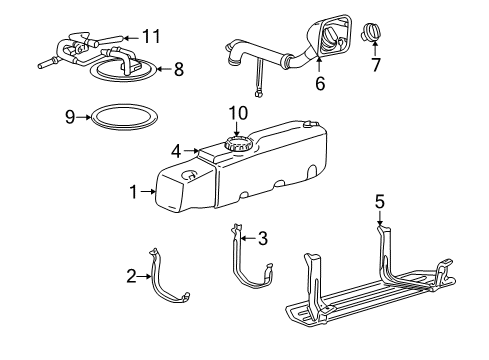 2001 Ford Ranger Fuel System Components Tube Assembly Diagram for 1L5Z-9L291-MA