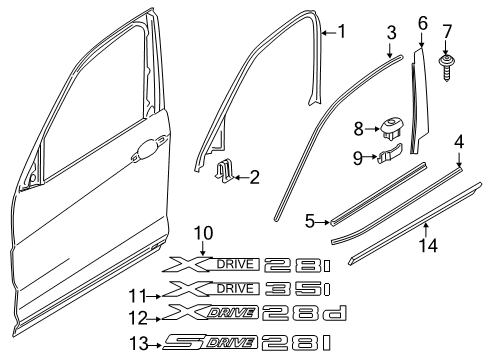 2016 BMW X3 Exterior Trim - Front Door Clip, Cover For Column B Diagram for 51337162282