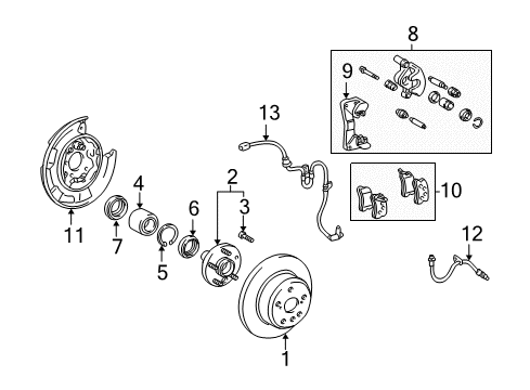 2000 Lexus RX300 Anti-Lock Brakes Backing Plate Diagram for 46504-33020