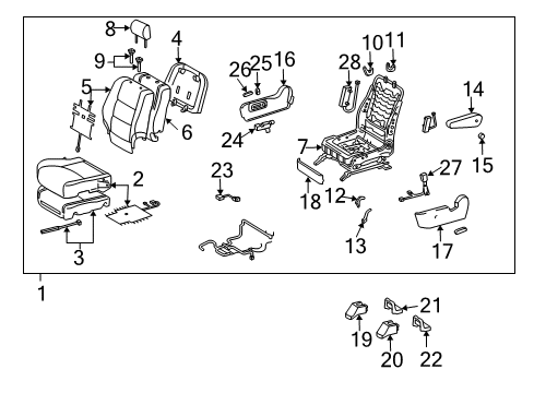 2005 Lexus RX330 Front Seat Components Seat Assy, Front RH Diagram for 71100-48650-A2