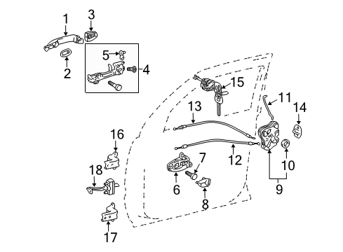 2011 Toyota 4Runner Front Door - Lock & Hardware Handle, Outside Diagram for 69211-60070-C0