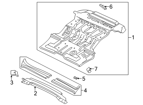 2003 Dodge Durango Rear Floor & Rails Pan-Rear Floor Diagram for 55256759AI