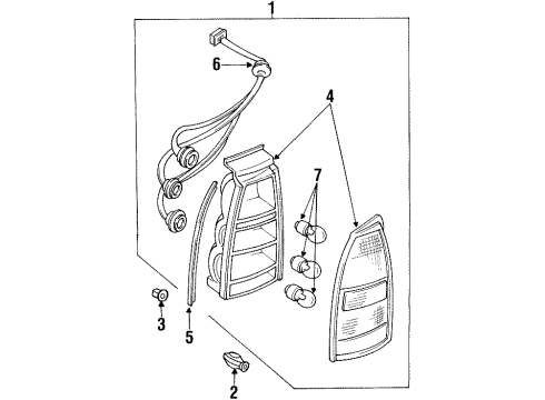 1997 Ford Escort Tail Lamps Tail Lamp Assembly Diagram for F7CZ13405BG