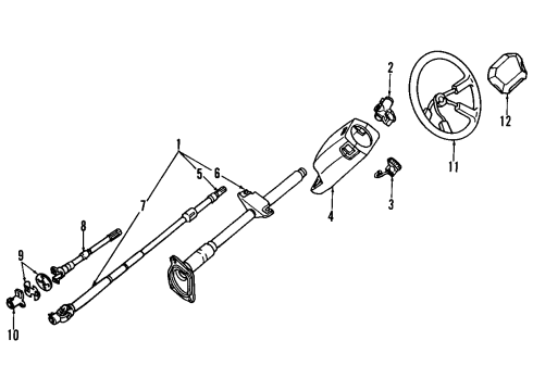 1993 Nissan D21 Steering Column, Steering Wheel Key Set Cylinder Lock Diagram for K9810-75P11
