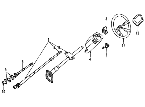 1992 Nissan D21 Steering Column, Steering Wheel Shaft Assy-Steering Column, Upper Diagram for 48820-92G05