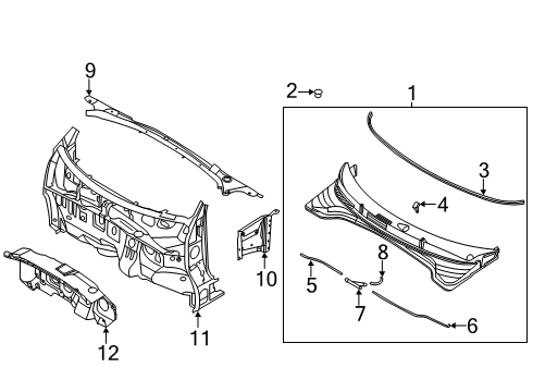 2022 Kia Soul Cowl Cover Assy-Cowl Top Diagram for 86150K0000