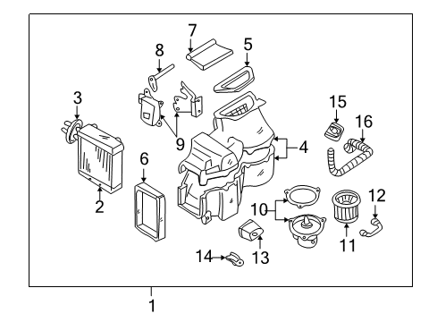 2000 Nissan Quest A/C Evaporator Components Fan & Motor BLR Diagram for 27220-7B025