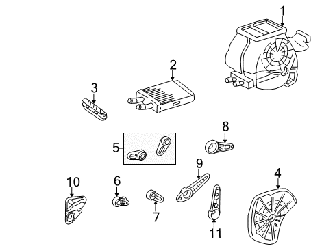 2002 Hyundai Accent Heater Core & Control Valve Heater Unit Diagram for 97200-25000