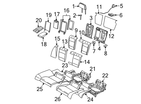 2011 BMW M3 Rear Seat Components Left Seat Foam Plastic Part Diagram for 52206970731