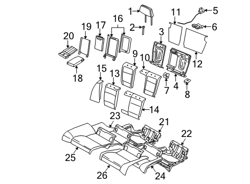 2011 BMW M3 Rear Seat Components Left Backrest Foam Plastic Part Diagram for 52207151645
