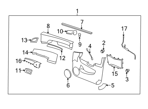 2009 Saturn Vue Interior Trim - Front Door Pull Handle Diagram for 96817065