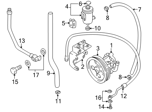 2000 Chevrolet Tracker P/S Pump & Hoses, Steering Gear & Linkage Hose, Suction (On Esn) Diagram for 30021947