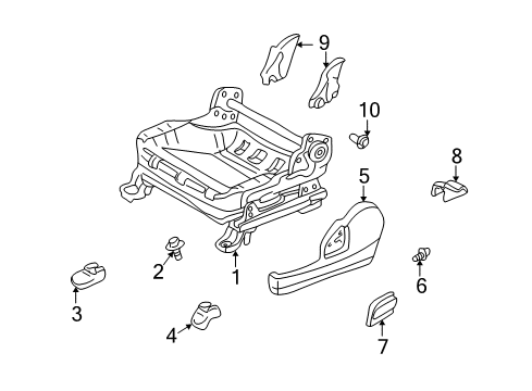 2001 Toyota Prius Tracks & Components Recliner Cover Diagram for 71876-47020-B4