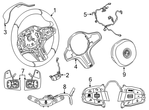 2018 BMW 740i Steering Column & Wheel, Steering Gear & Linkage M-Sport Multifct Steering Wheel Switch Diagram for 61318064477