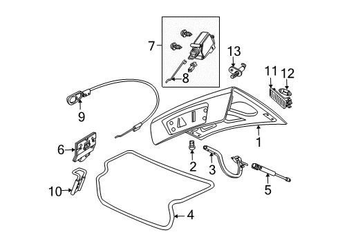 2006 Pontiac GTO Trunk Lid Hinge Asm-Rear Compartment Lid Diagram for 92170422