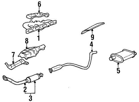 1995 Oldsmobile Achieva Exhaust Components Exhaust Muffler Diagram for 22592446