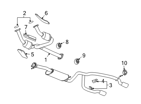 2006 Chevrolet SSR Exhaust Components Converter & Pipe Diagram for 10384206