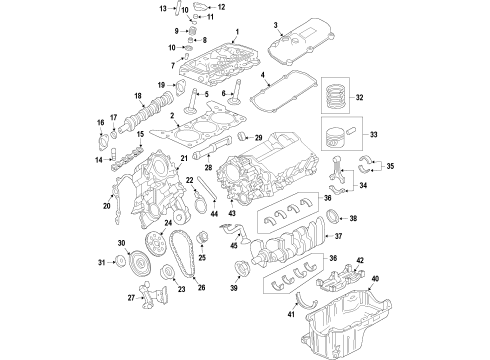 2008 Ford F-150 Engine Parts, Mounts, Cylinder Head & Valves, Camshaft & Timing, Oil Pan, Oil Pump, Balance Shafts, Crankshaft & Bearings, Pistons, Rings & Bearings Damper & Pulley Bolt Diagram for F5RZ-6A340-B