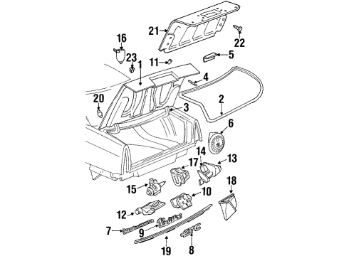 2002 Cadillac Eldorado Trunk Lid, Interior Trim Weatherstrip Asm-Rear Compartment Lid Diagram for 25732175