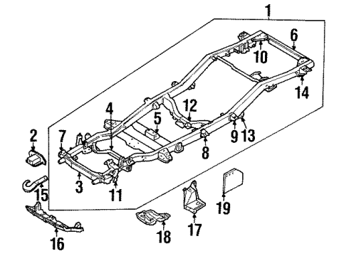 1991 Isuzu Rodeo Frame & Components Bracket Link Arm Passenger Side Diagram for 8-97142-703-2