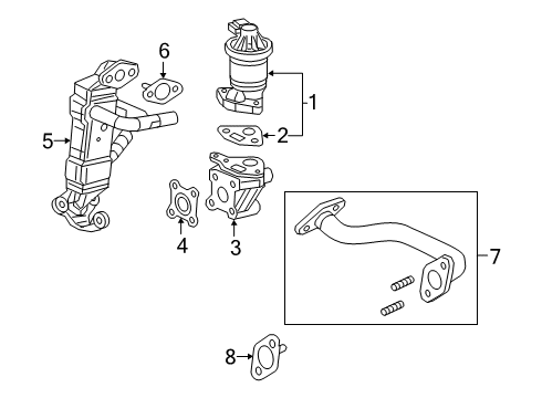 2020 Honda Insight Emission Components Gasket, EGR Cooler Outlet Diagram for 18722-5R0-J01