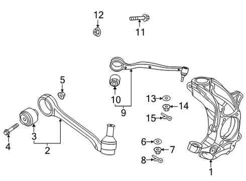 2022 Genesis GV70 Front Suspension Components Transverse Link Complete, Left Lower Diagram for 54501-AR000