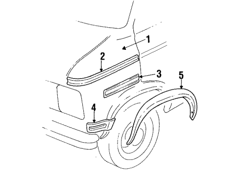 1986 GMC G1500 Fender & Components, Exterior Trim Plate-Front Fender Name Diagram for 14052255