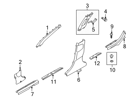 2016 Hyundai Elantra Interior Trim - Pillars, Rocker & Floor Trim Assembly-Front Pillar LH Diagram for 85810-3Y000-VYF