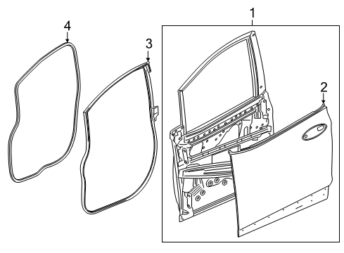 2019 Chevrolet Bolt EV Front Door Door Shell Diagram for 42613079