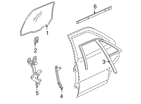 1998 Cadillac Seville Rear Door Sealing Strip-Rear Side Door Window Inner Diagram for 25701234