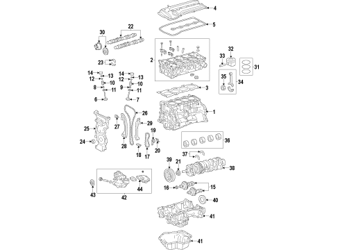 2009 Toyota Corolla Engine Parts, Mounts, Cylinder Head & Valves, Camshaft & Timing, Oil Pan, Oil Pump, Crankshaft & Bearings, Pistons, Rings & Bearings, Variable Valve Timing Valve Grind Gasket Kit Diagram for 04112-0H340