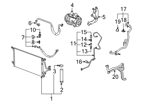 2005 Pontiac Montana A/C Condenser, Compressor & Lines Air Conditioner Compressor Assembly Diagram for 19130448