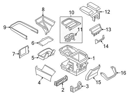 2018 Lincoln Navigator Rear Console Cover Panel Diagram for JL7Z-7804567-AN