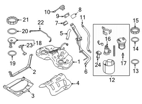 2022 Toyota GR86 Fuel System Components Flange Cover Diagram for SU003-09073