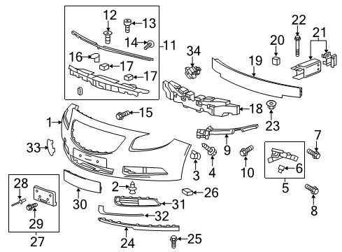 2016 Buick Regal Front Bumper Molding Diagram for 23109702